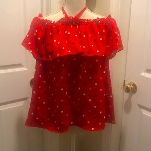 Off shoulder Red Polka dot top